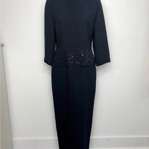 Donna Morgan Black Beaded Evening Maxi Dress